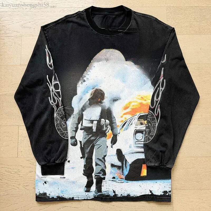 Godspeedian Long Sleeve Godspeedful T Shirt Designer Shirts Men Women Y2k Gothic Style Streetwear Retro Style Water Washed Godspeedy Crewneck Sweats