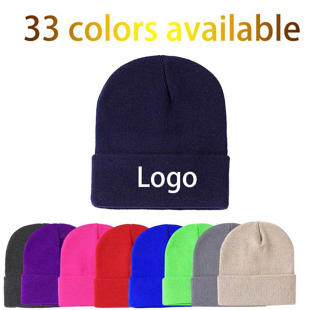 Beanie/Skull Caps Custom Embroidery Unisex Beanie Hat Brimless Casual Hat for Men Winter Cold Resistant Warm Knitted Cap Women's HatT261017