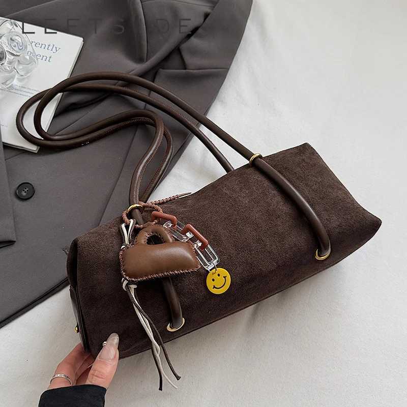 Cross Body LEFTSIDE Women Small Faux Suede Armpit Shoulder Bag 2025 Winter New Fashion Underarm Bag Designer Handbags H261016