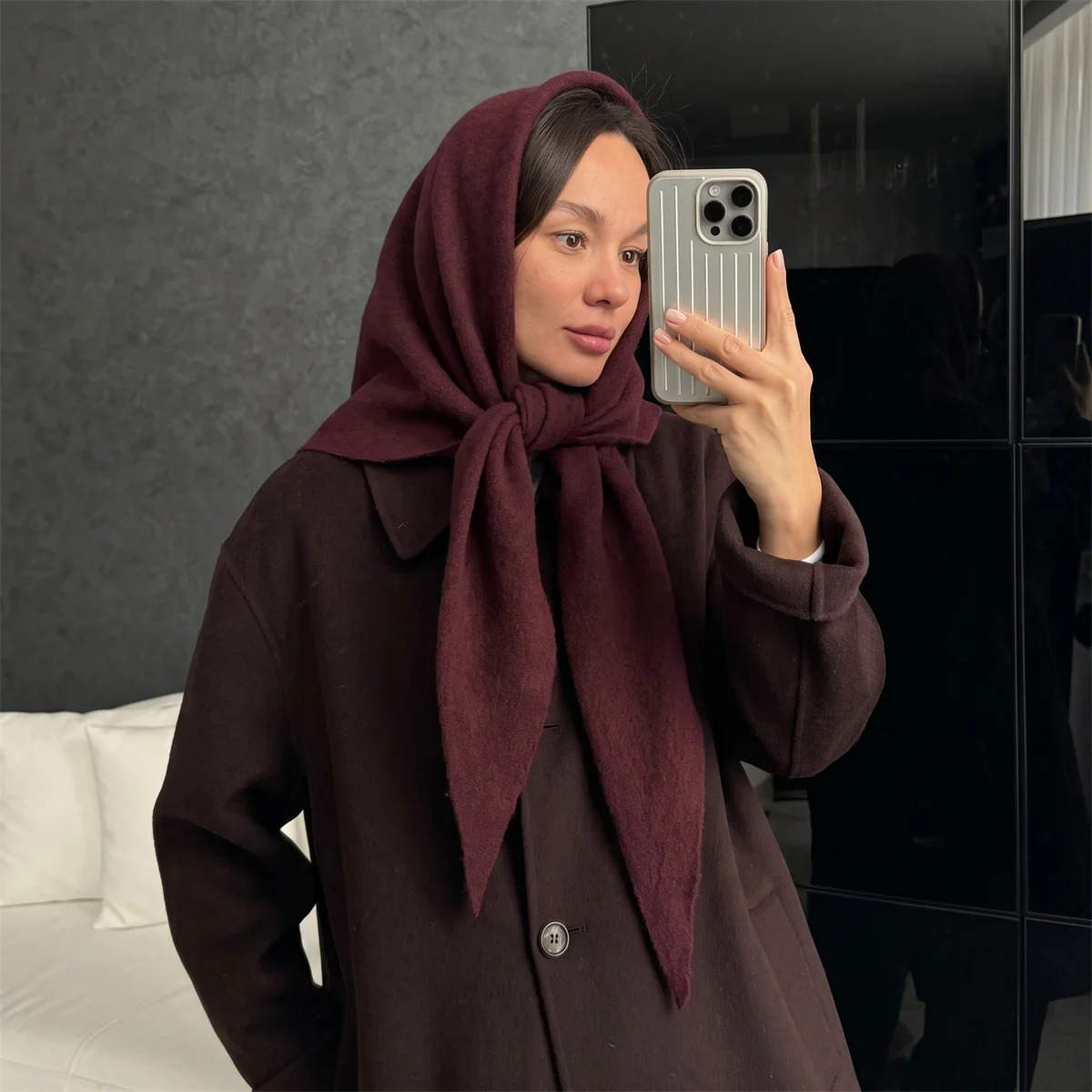 Ladies Solid Knit Triangle Shawl Winter Warm MultiFunction Neck Scarf Soft Breathable Wrap For Daily Street Outdoor And Cold 261017