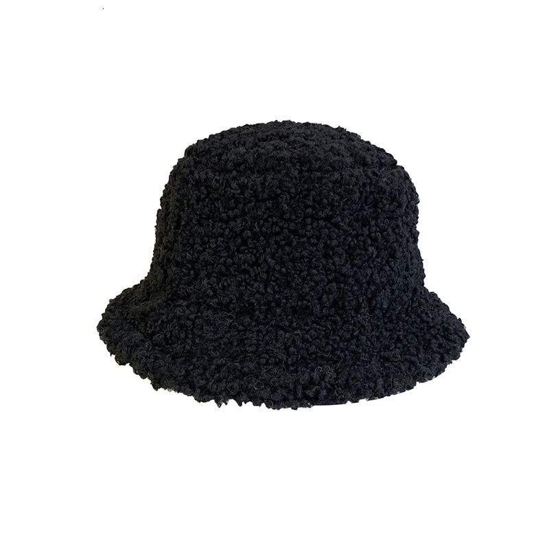 Lamb wool fisherman hat women, Japanese versatile for autumn, trendy internet celebrity Korean style, cute, warm, plush bucket hat, winter fashion