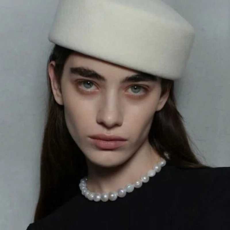 Beret Wool Black 100 Women Winter Hat Felt Fedora Fascinator Hats Wedding Party Pillbox Stewardess Church Hat Elegant Cap female M261016