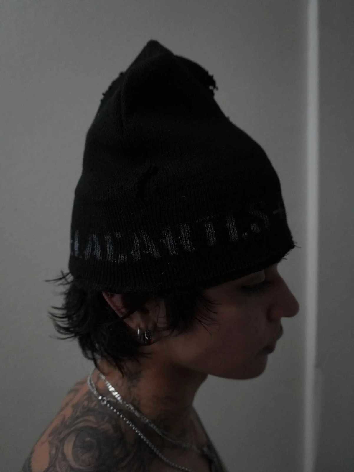 Beanie/Skull Caps Autumn and winter vintage knitted cold hat with metal decoration letter printing niche high street style woolen hat Q261017