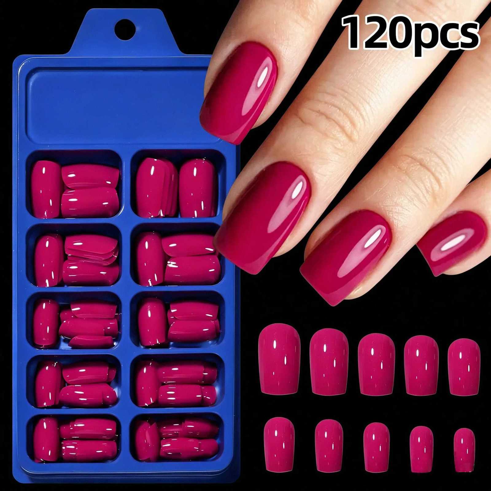 False Nails 120PCS/Box Square/Almond Short Fake Nail Press Solid Color Glossy Fake Nail Medium Almond Nail Full Cover Fake Nail 11-Colors Q261017