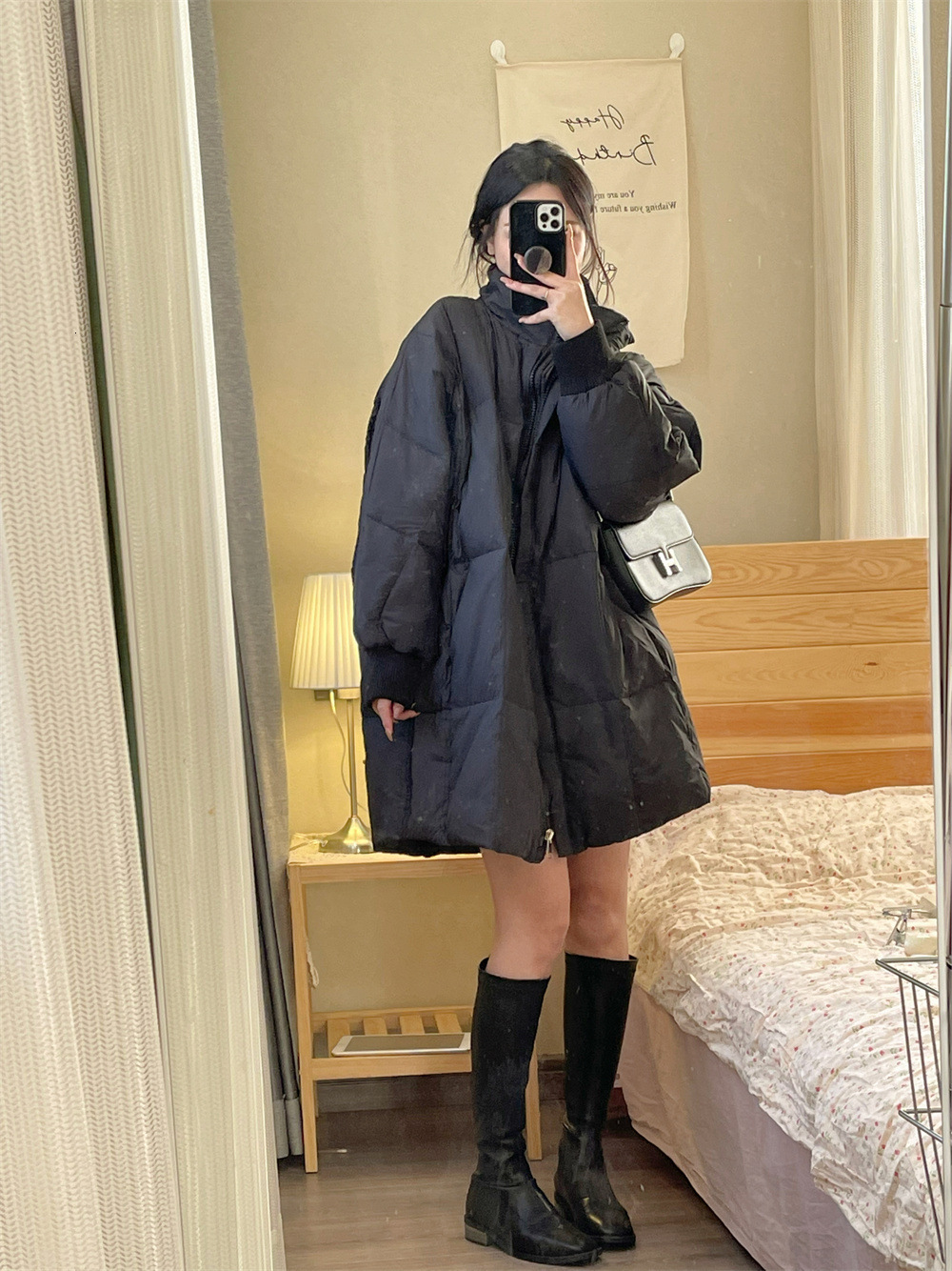 Designer 2026 new style women's down cotton coat, Korean style, mid-length, loose fit, casual, long cotton jacket, trendy