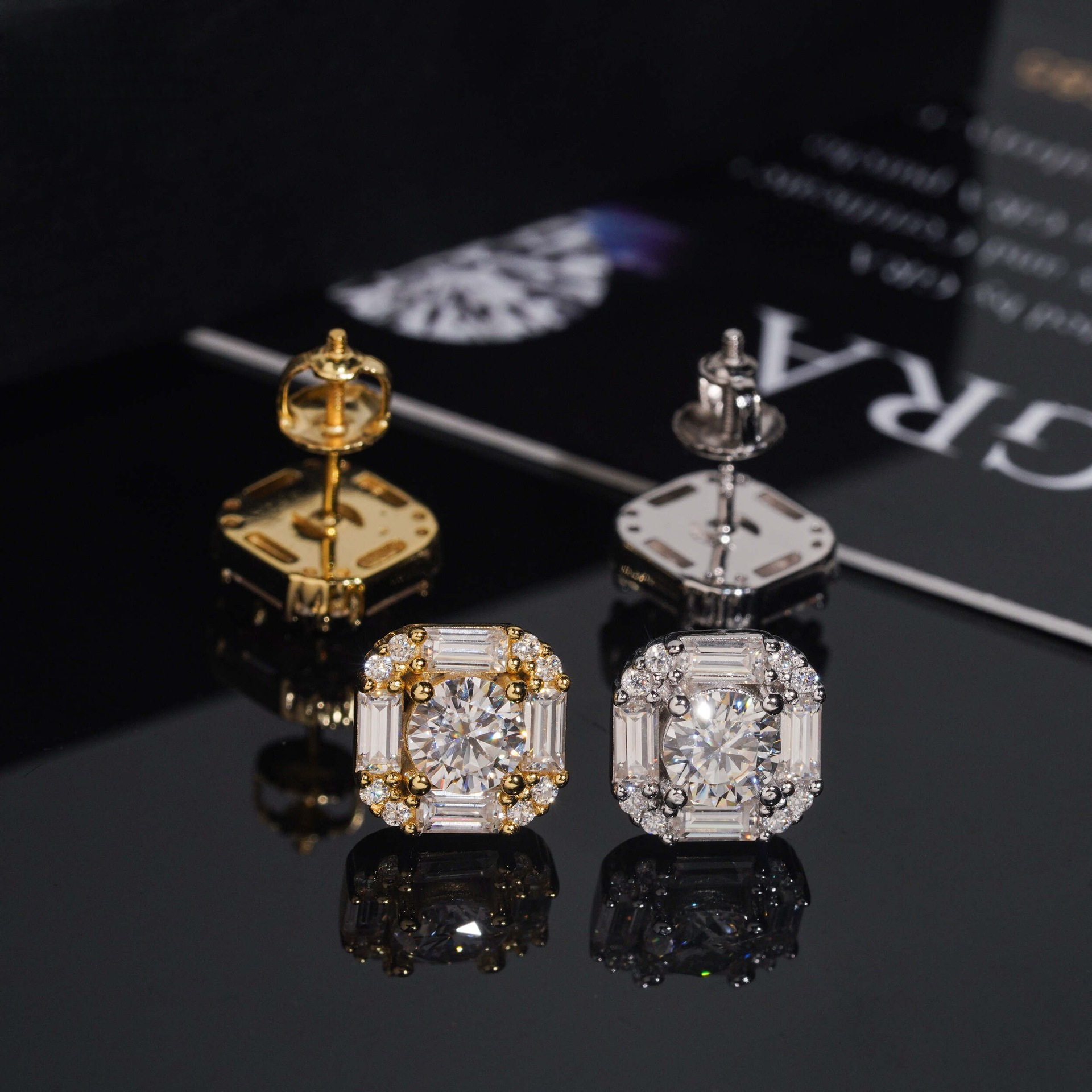 New American hip-hop style 10mm earrings, 925 silver with VVS moissanite stones, , suitable everyday wear, fashionable, and available for direct