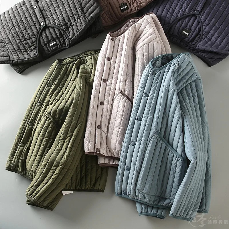 Winter Men Solid Color Casual Liners Coats Male Lightweight Cotton Padded Jackets Men Loose Casual Warm Outerwear G545 261015