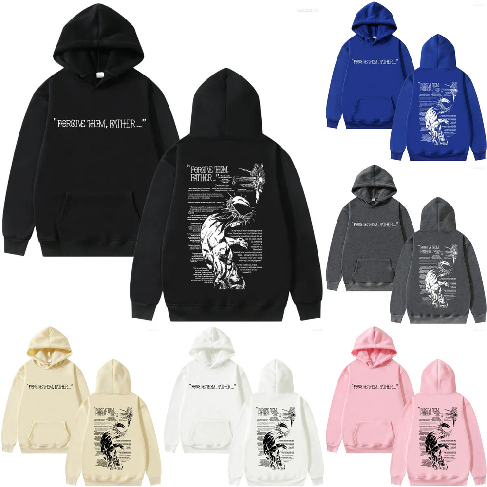 Men's Hoodies Christian Religious Jesus Forgive Them Father Graphic Hoodie Men Women Gothic Harajuku Sweatshirt Man Oversized