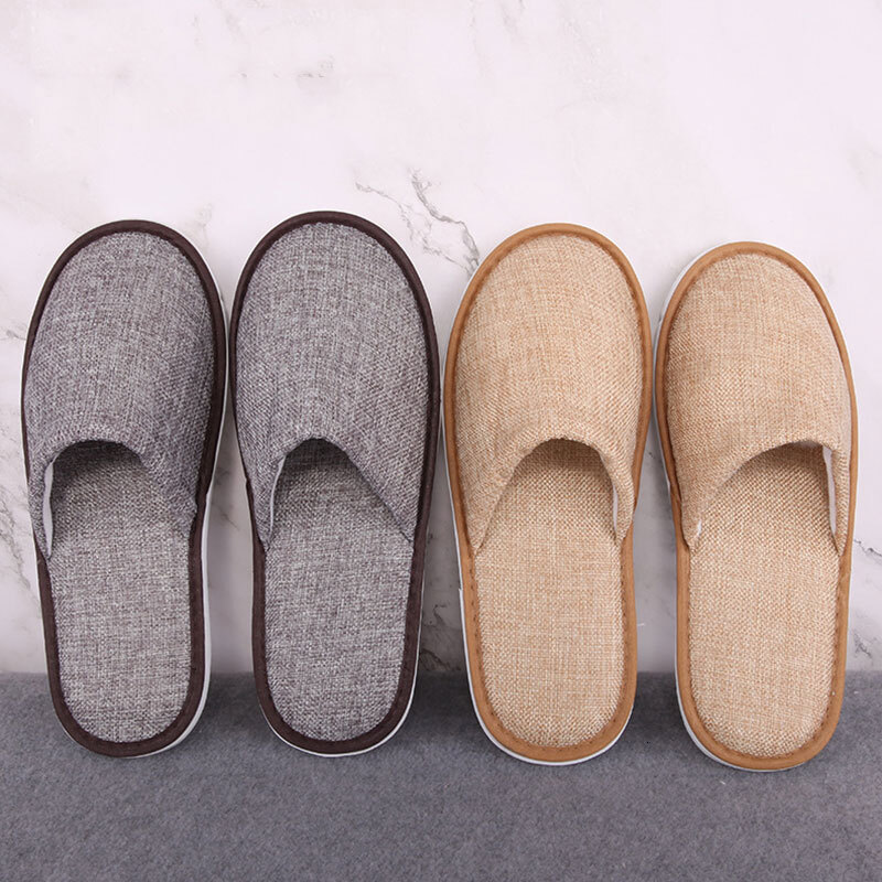 New Casual Unisex Indoor Home Cotton linen Soft Autumn Winter Flip Slops Women Men Linen Slides Slippers ddmykukumalu