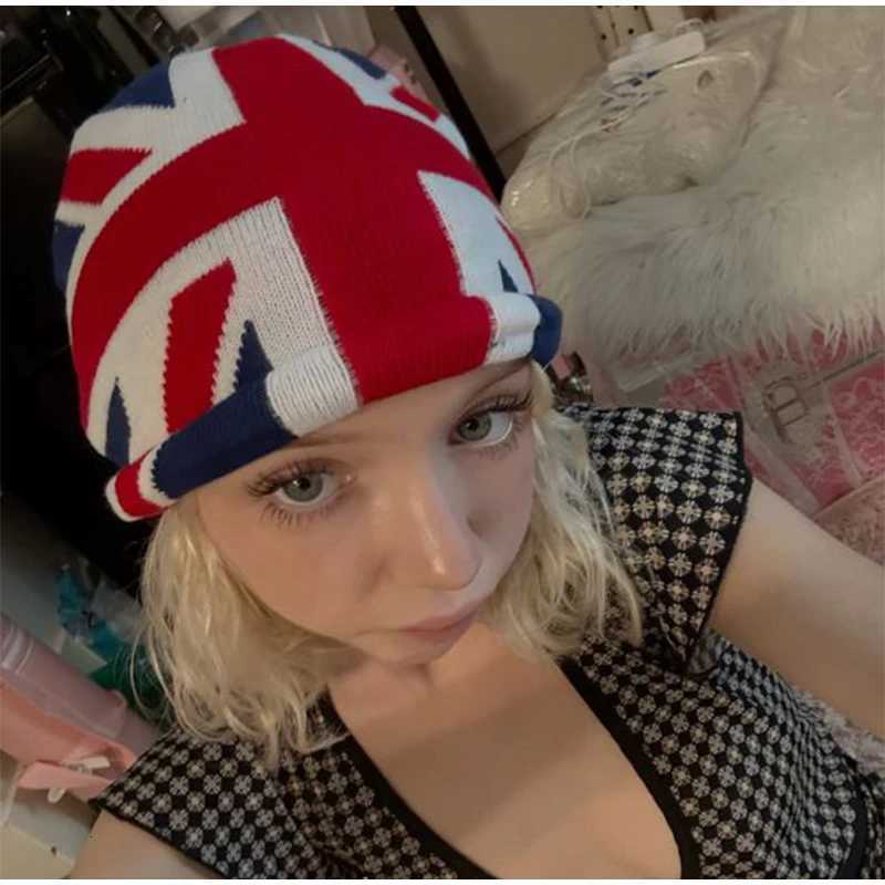 Beanie/Skull Caps English Union Jack Flag Jacquard Knit Beanie Hat Winter Skull Cap Warm Hip Hop Cuffed Knitted Hat For Outdoor Cold Weather WearT26