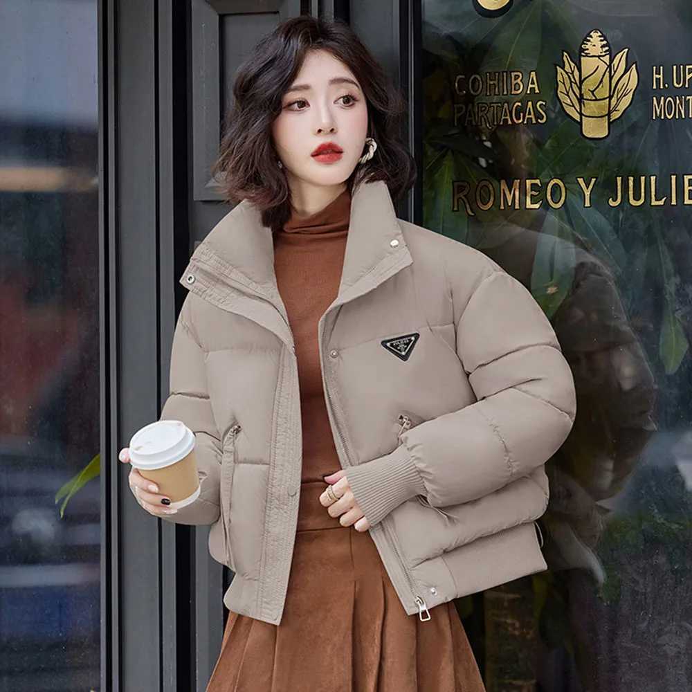Women's Down Parkas Fashion Down Jacket Women's Winter New Thicken Warm Maillard Short Cotton Coat Female Casual Zipper Parkas Ladies Oute