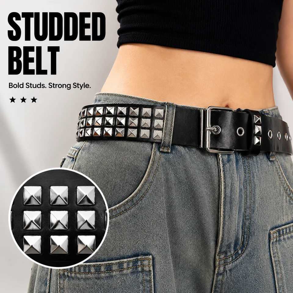 Y2K Gothic Punk Belt Men Women Vintage Rivet Metal Buckle PU Leather Waist Belt for Jeans Fashion Accessories S26101710OE