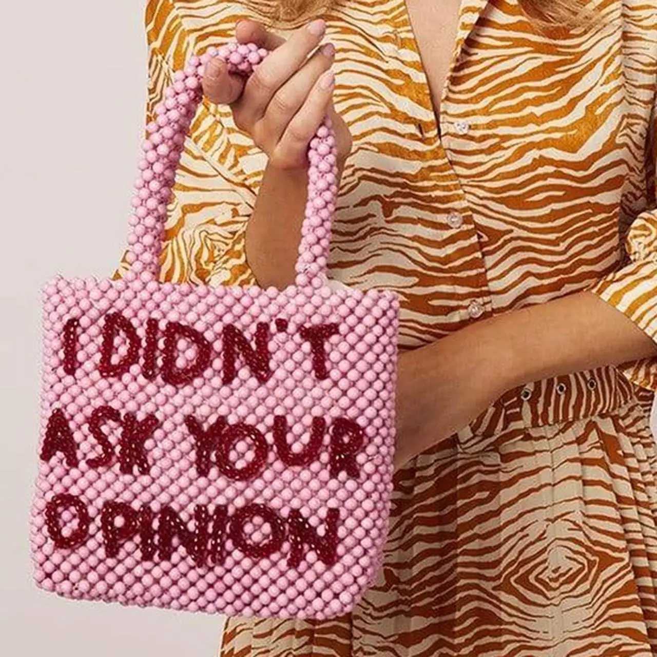 Evening Bags Totes Designer Bead Bag Pearl Bag Cute Beaded Letter Totes Handbag Women Handmade Party Small Bucket Pink Purse H261016