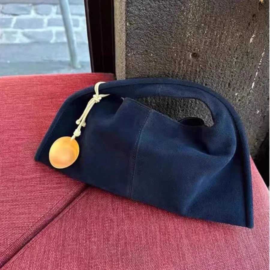 Evening Bags Totes 2025 Fashion Ruched Women Handbags Vintage Faux Suede Shoulder Bags for Women Designer Frosted Clutch Female Cloud Dumpling Bag H