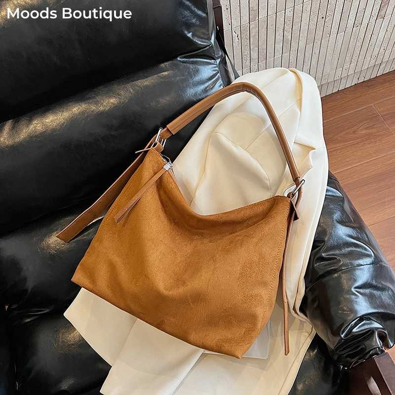 Cross Body MOODS 2025 Autumn New Fashion Shoulder Crossbody Bags For Women PU Suede Pure Color Large Capacity Shopper Totes Handbags H261016