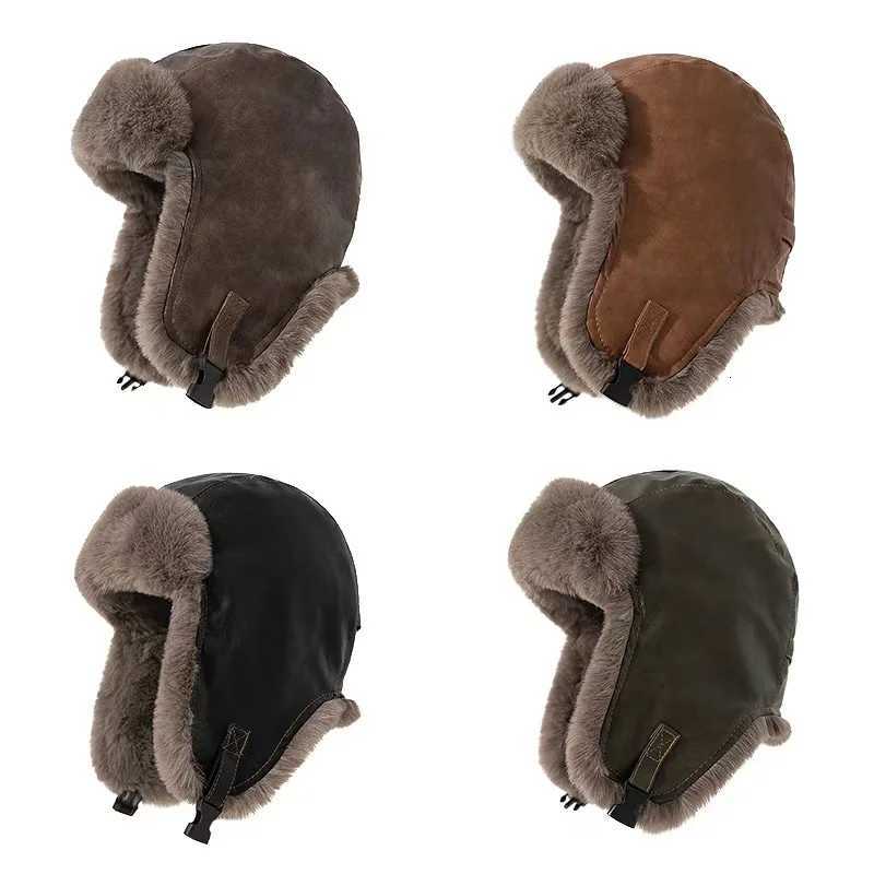 Trapper Hats Lei Feng Hat Men's Winter Thick Pilot Warm Hat Windproof and Cold Cycling Ear Protection Leather HatT261017
