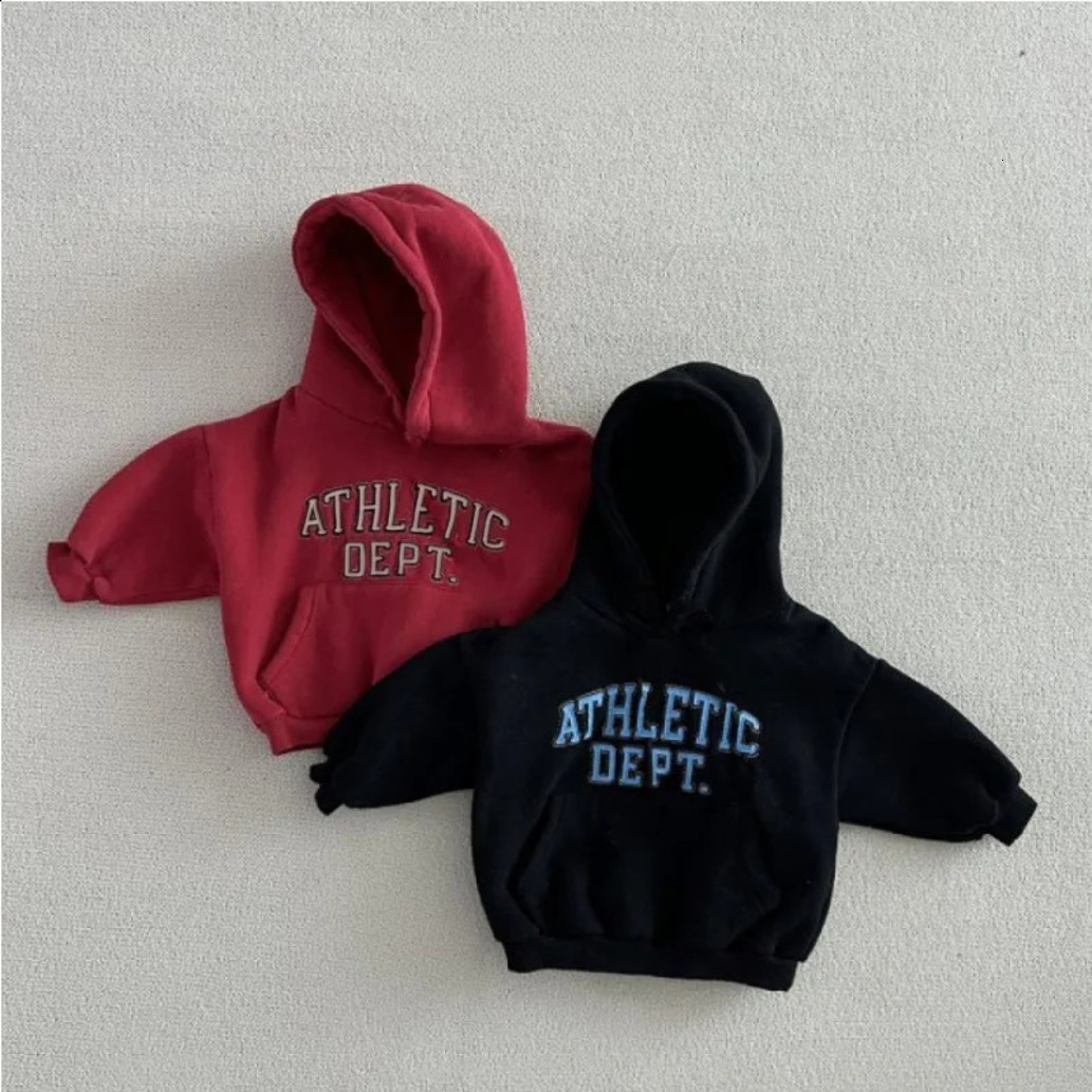 Girls Hoodie Winter Hoodie Plus Velvet Thick Girls Letters Hooded Sweatshirt Baby Warm Fleece Tops pullover Kids Casual Clothes Crew Neck S