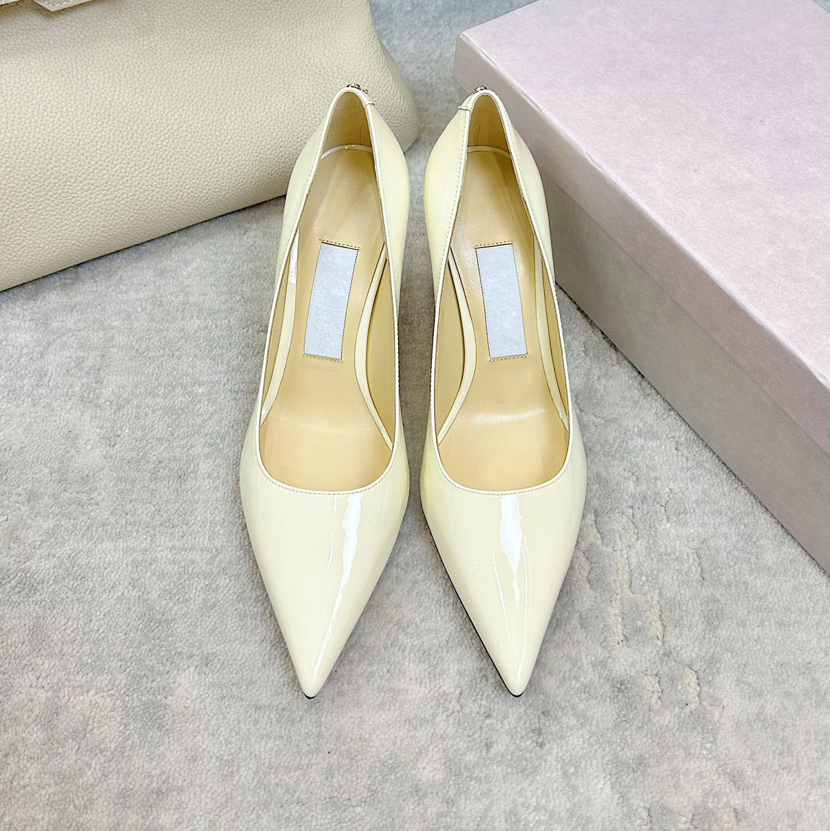 Women Classic Pointed Toe High Heel Pumps Luxury Patent Leather & Suede Shoes Full Grain Sheepskin Lining Stable Heel Non Slip Elegant Wedding Offic
