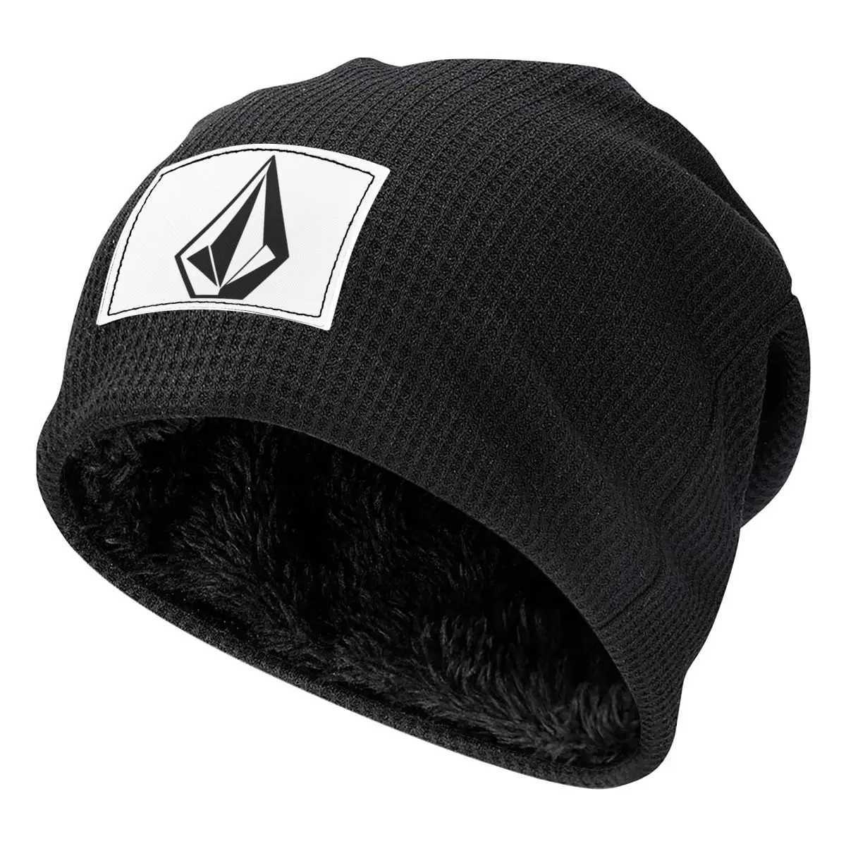Beanie/Skull Caps Volcoms Waffle Knit Fleece Lined Beanie with PU Leather Patch Unisex Warm Winter Soft CapT261017