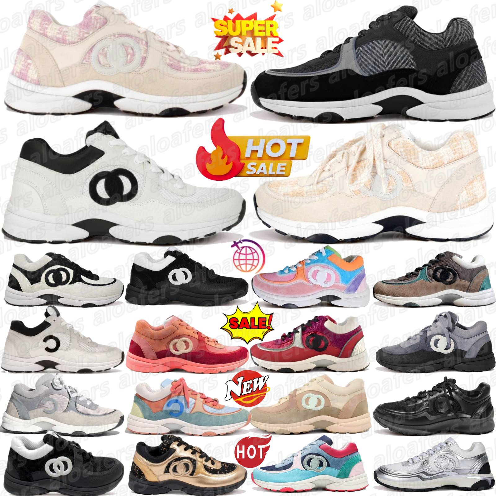 Sneakers Casual Shoe Designer With Box Chaussure CC Red White Triple Black Suede Dark Grey Suede Tweed Brown Green Pink Silver Beige Wool Man Women