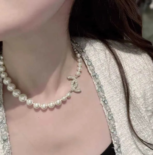 Elegant CoCo White Pearl necklace with diamond pendant French style designer Necklaces for charm Lady Wedding Jewelry stylish clavicle chains