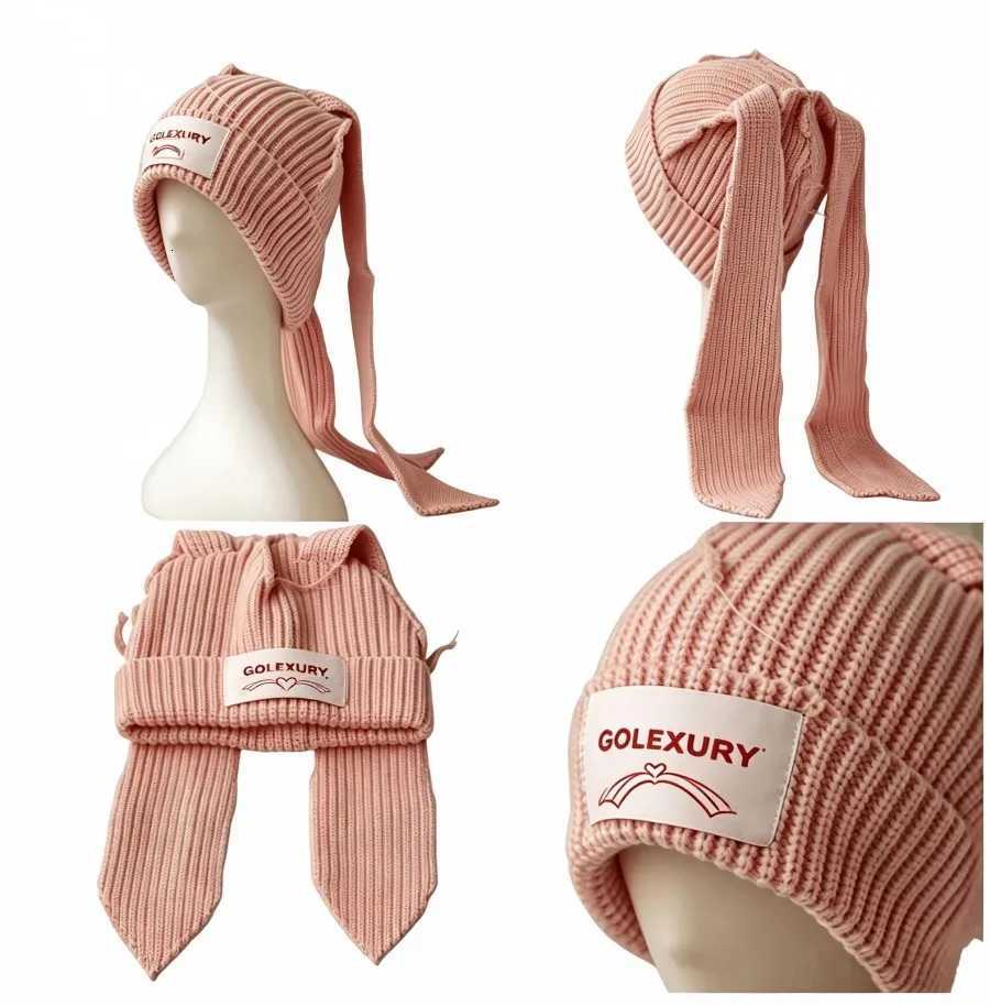 Beanie/Skull Caps Personalized Design Rabbit Long-Eared Knitted Hat Cute and Warm Woolen Hat for Autumn and Winter Q261017