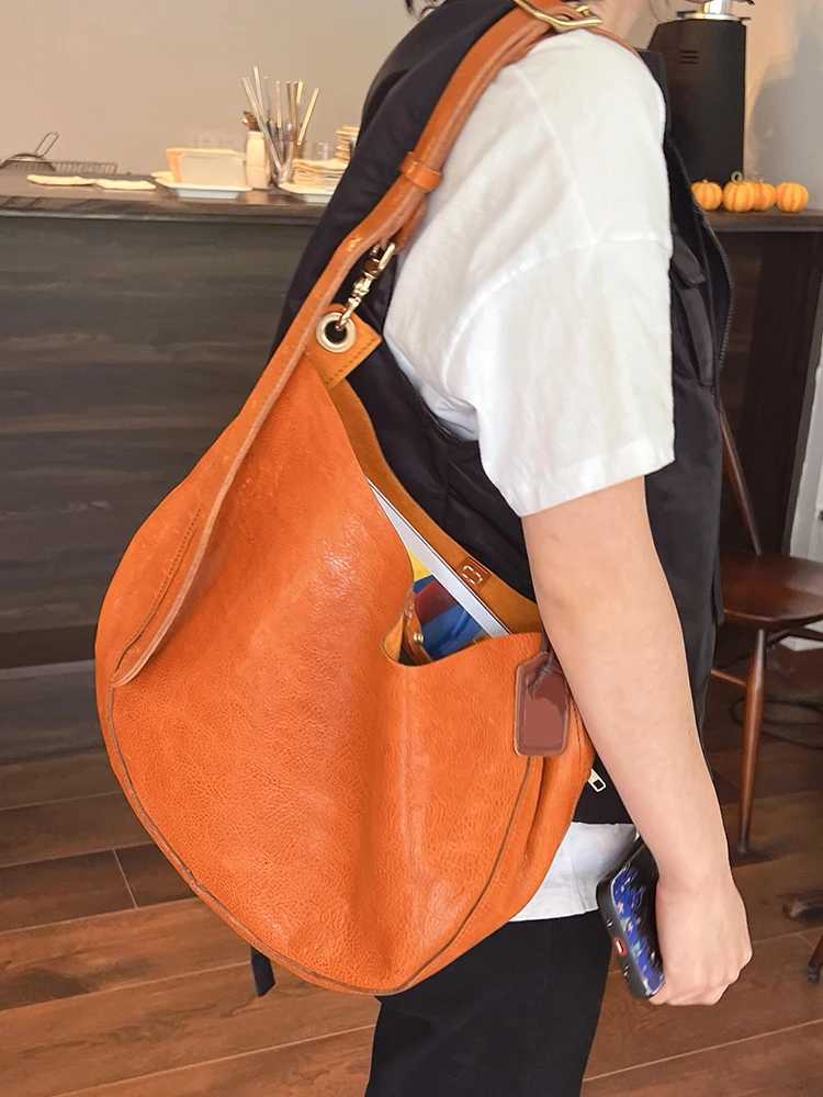 Evening Bags Light Fashion Vegetable Tanned Cowhide Women's Bag Large Capacity Genuine Leather Shoulder Crossbody Bags H261016