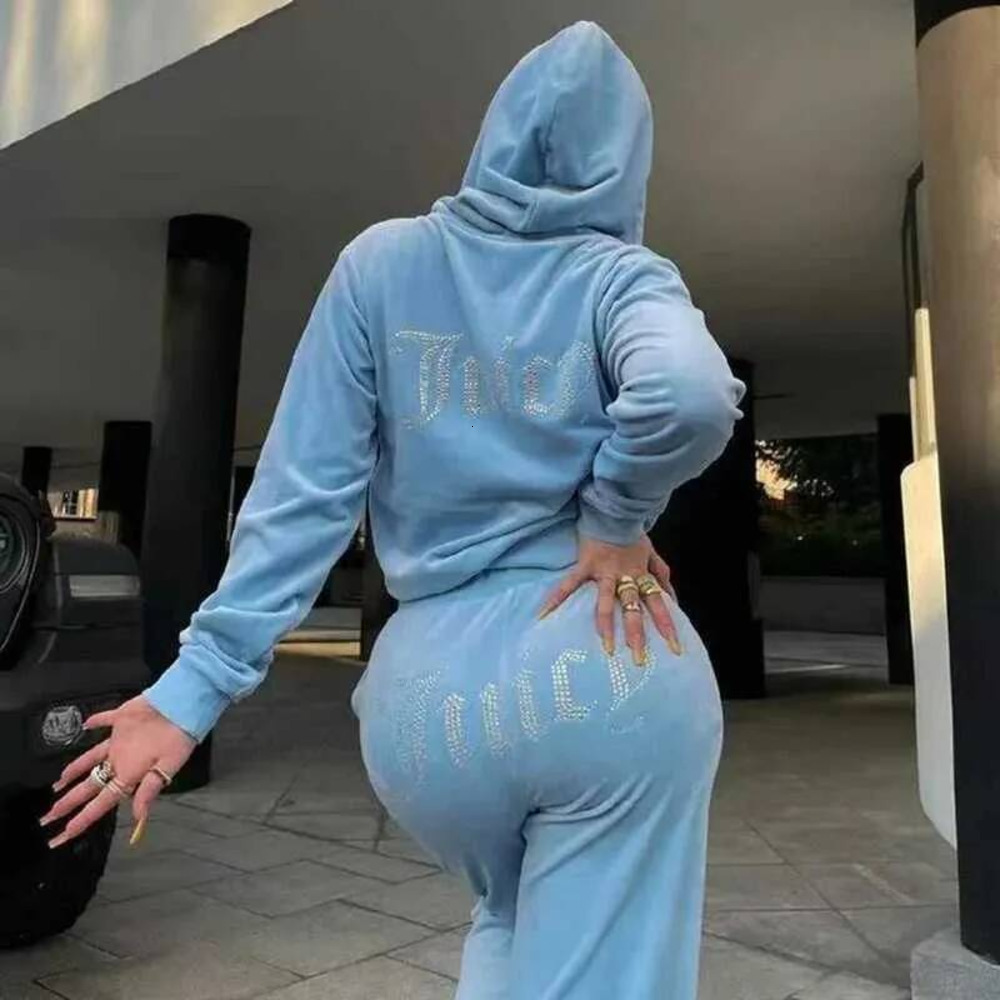 Juicy Tracksuits Ultra Thin Velvet 2026 Autumn Juicy Apple Fashion Tracking Clothing 2 Piece Set Hoodie Womens Velvet Sportswear And Pants With Diam