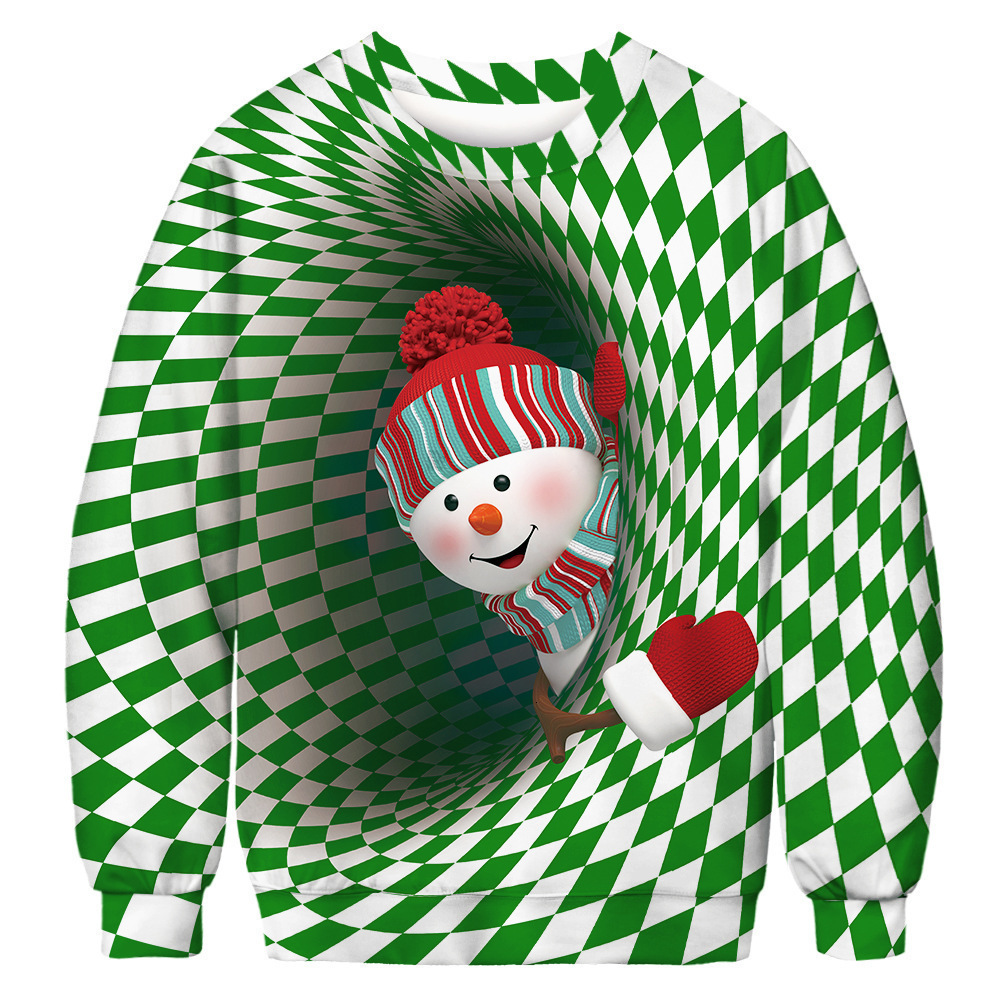 2026 European And American Christmas Crewneck Sweatshirt, Men's 3D Digital Print, Casual Long-Sleeve Base Layer, Women's Style Free Shippi