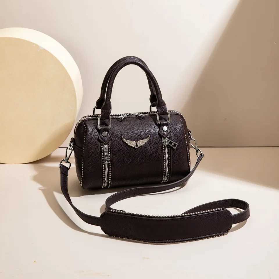 Evening Bags Fashionable Black Women Handbag Large Capacity PU Leather Shoulder Bag Luxurious Design Crossbody Bag With Wing Sac H261016