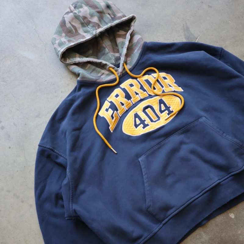 Y2K Retro Shell Camo Hoodie Number Letter Patch Pullover American High Street Streetwear Unisex Oversize Cropped Clothing 261017
