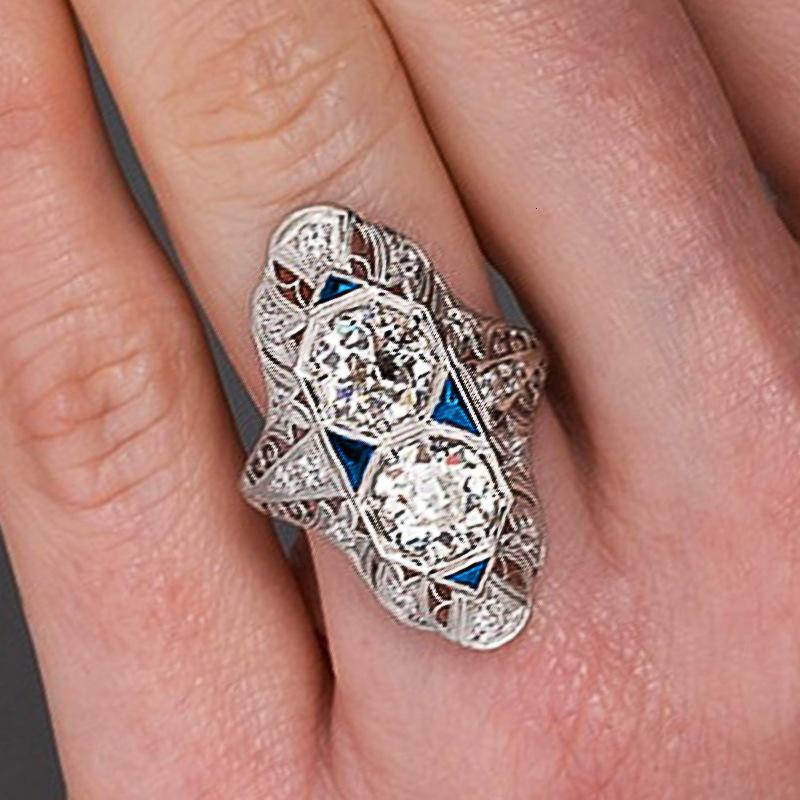 Huitan European And American Cross-Border Classic Luxury For Women, Geometric Cubic Zirconia Ring, High-End Banquet Fashion Single Ring