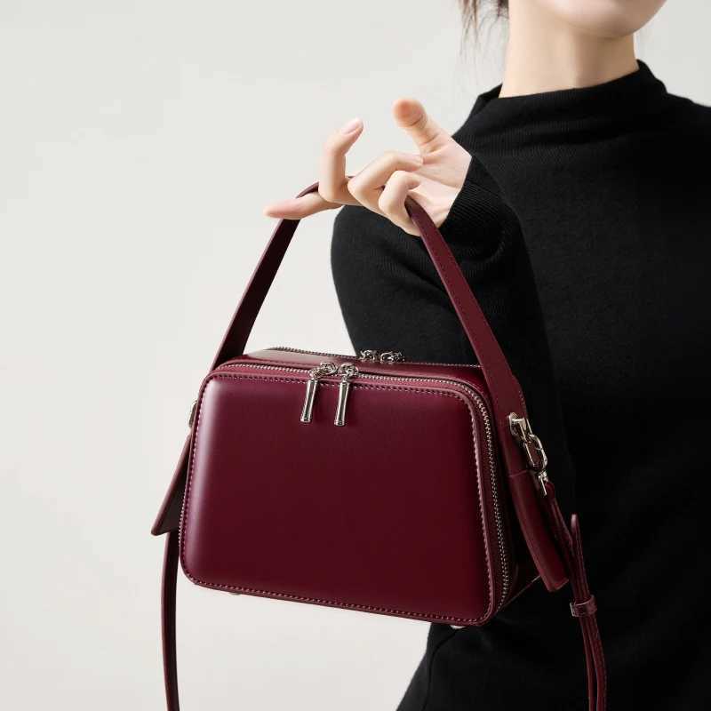 Evening Bags Totes Fashionable Women's Bag Cowhide Box Type Handbags High Quality Women Shoulder Bags Split Leather Female Crossbody Bag H26101