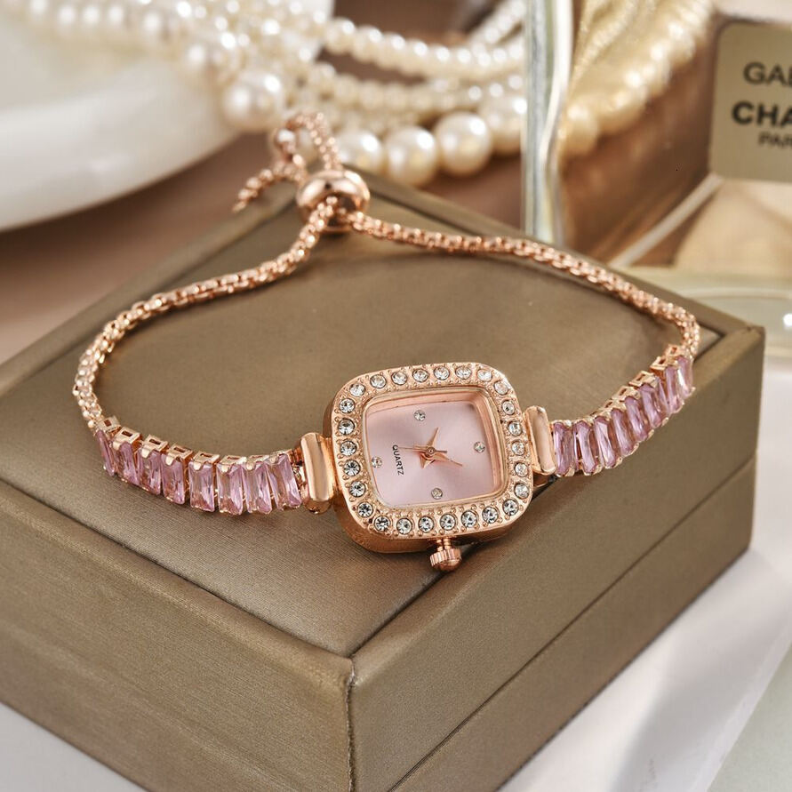 's Bracelet Drawstring Design, Compact Square Shape, ladies Diamond-Embellished, Fashionable And Elegant, With Zirconia, Fo ljh456