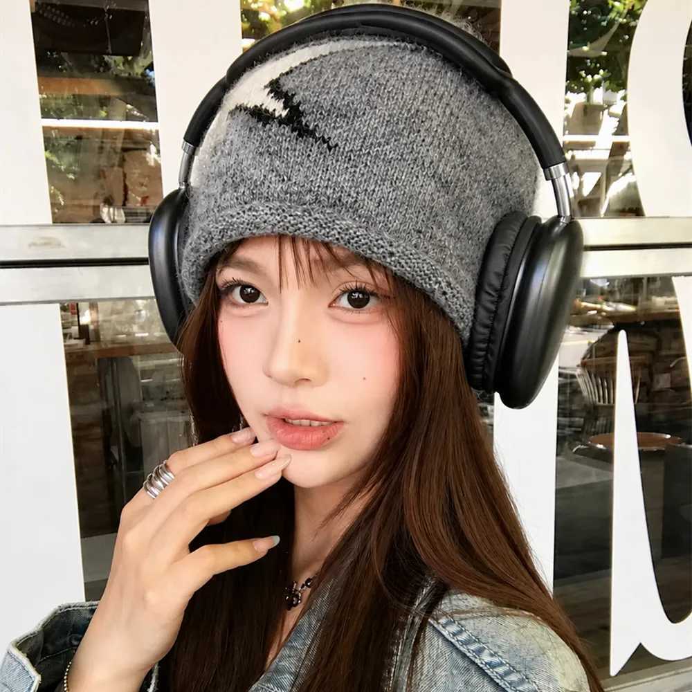 Beanie/Skull Caps Y2K Style Star Patterned Beanie Cap Elastic Edge Curl Knitted Hat Ear Protection Soft Brimless Slouchy Hat Hip Hop Beanie CapT2610