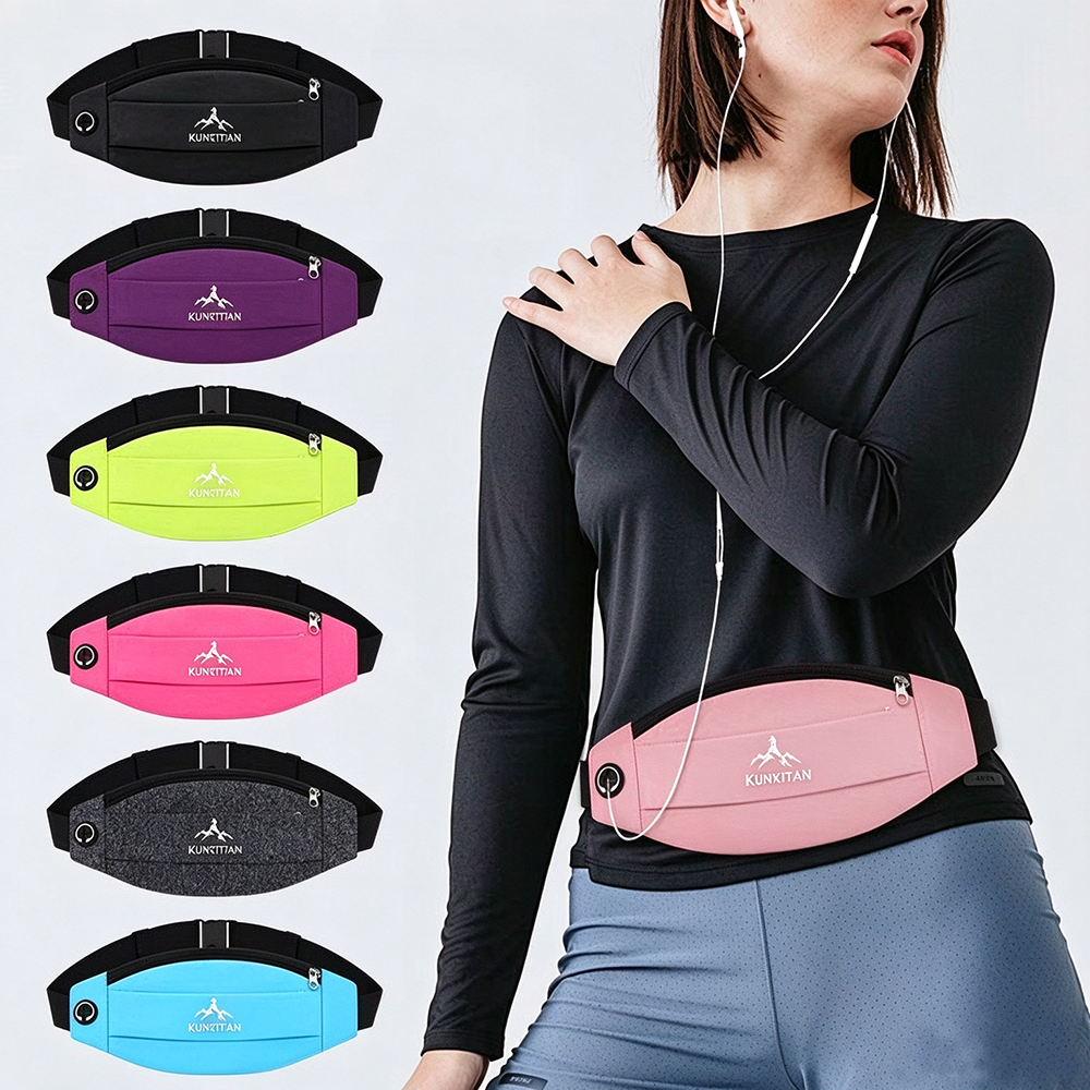 Hiking cycling Waterproof Sweatproof Lightweight Running Belt Double-Layer Storage waist bags for women Fitness ultra-thin mini running sports phone