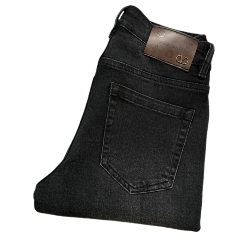 Men's Jeans Autumn Winter Men Slim Fit European American High-end Brand Small Straight Pants L833-909