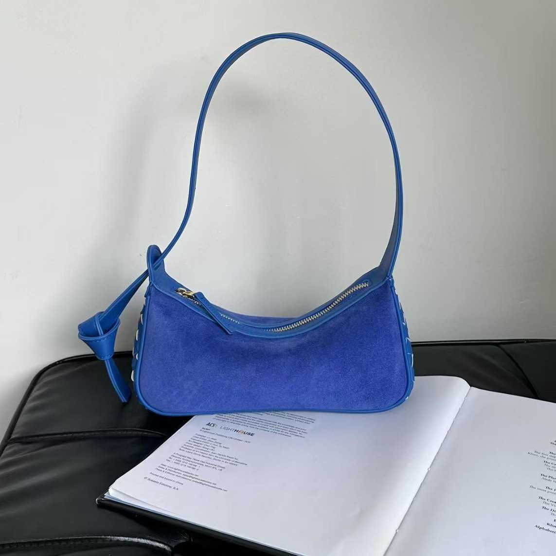 Soft Suede Purse 2026 New High-End Women's Underarm Bag Cowhide Frosted Small Square Simple Versatile Shoulder Crossbody with Curved Crescent S