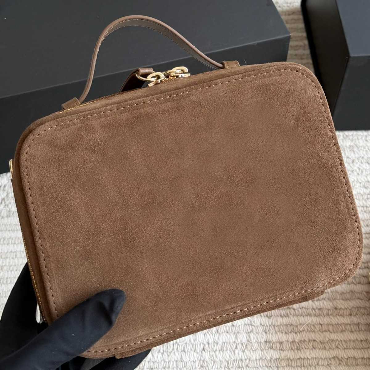 Luxury Designer Brown cVanity Case Women Travel Cosmetic Bag Top Handle Make Up Storage Toiletry Box