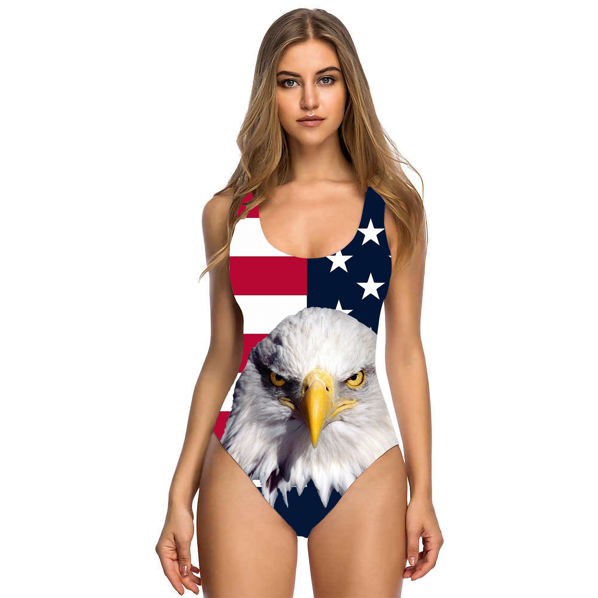 2026 New American Flag Print Swimsuit, A Stylish And Sexy Sleeveless One-Piece Bikini With Star Design Free Shipping