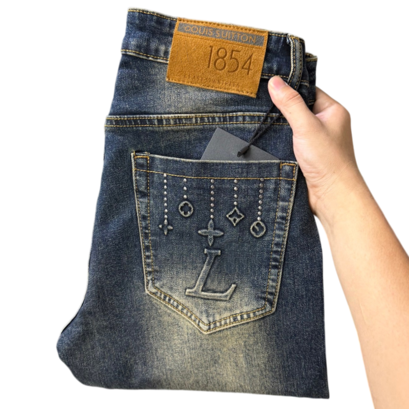 Men's Jeans Autumn Winter Men Slim Fit European American High-end Brand Small Straight Pants L813-99