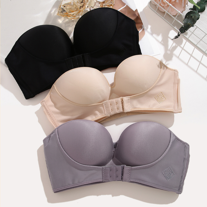 Front Closure Bras For Women Push Up Strapless Bra Seamless Brassiere Soft Underwear Female Sexy Invisible Lingerie Intimate dongdumaoyi