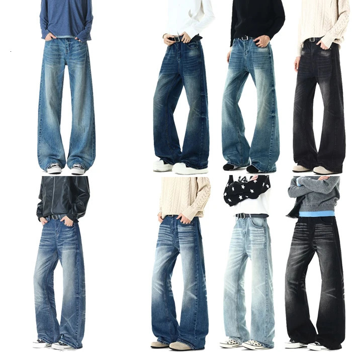 Y2K 26 Jeans Micro Horn American High Street Washed Grinding Washing Tie Dyeing Quality Pants Black Blue 261016