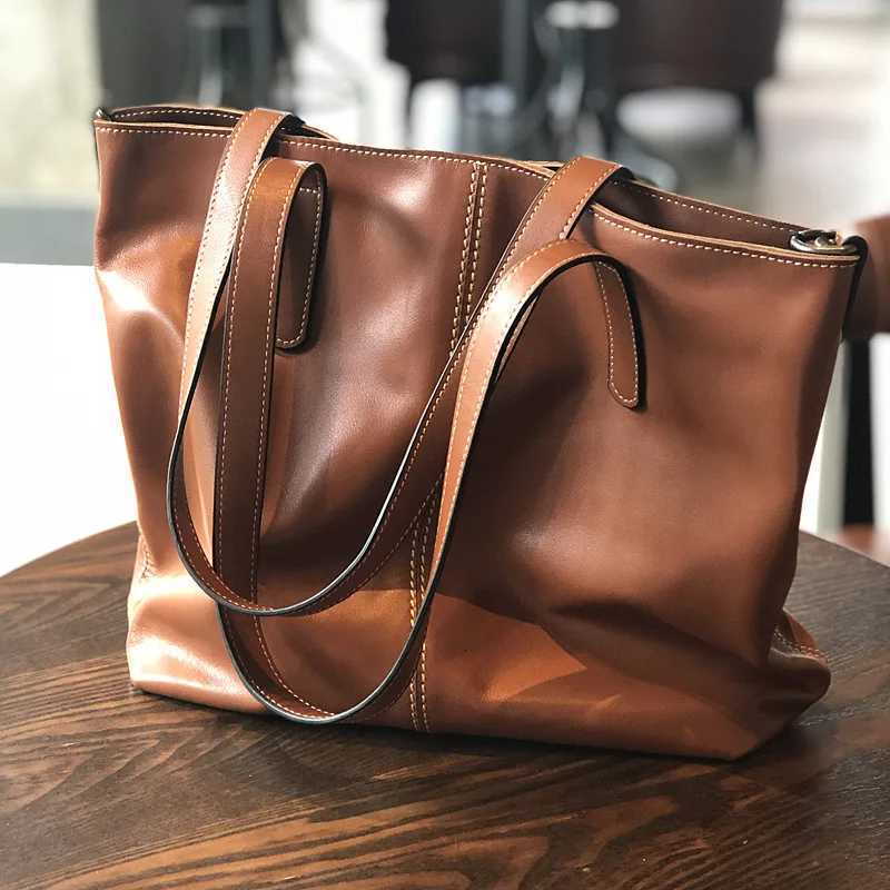Evening Bags Vintage Cowhide Handbag Female Fashion Trend Temperament Commuter Bag Leather Shoulder Crossbody Bag H261016