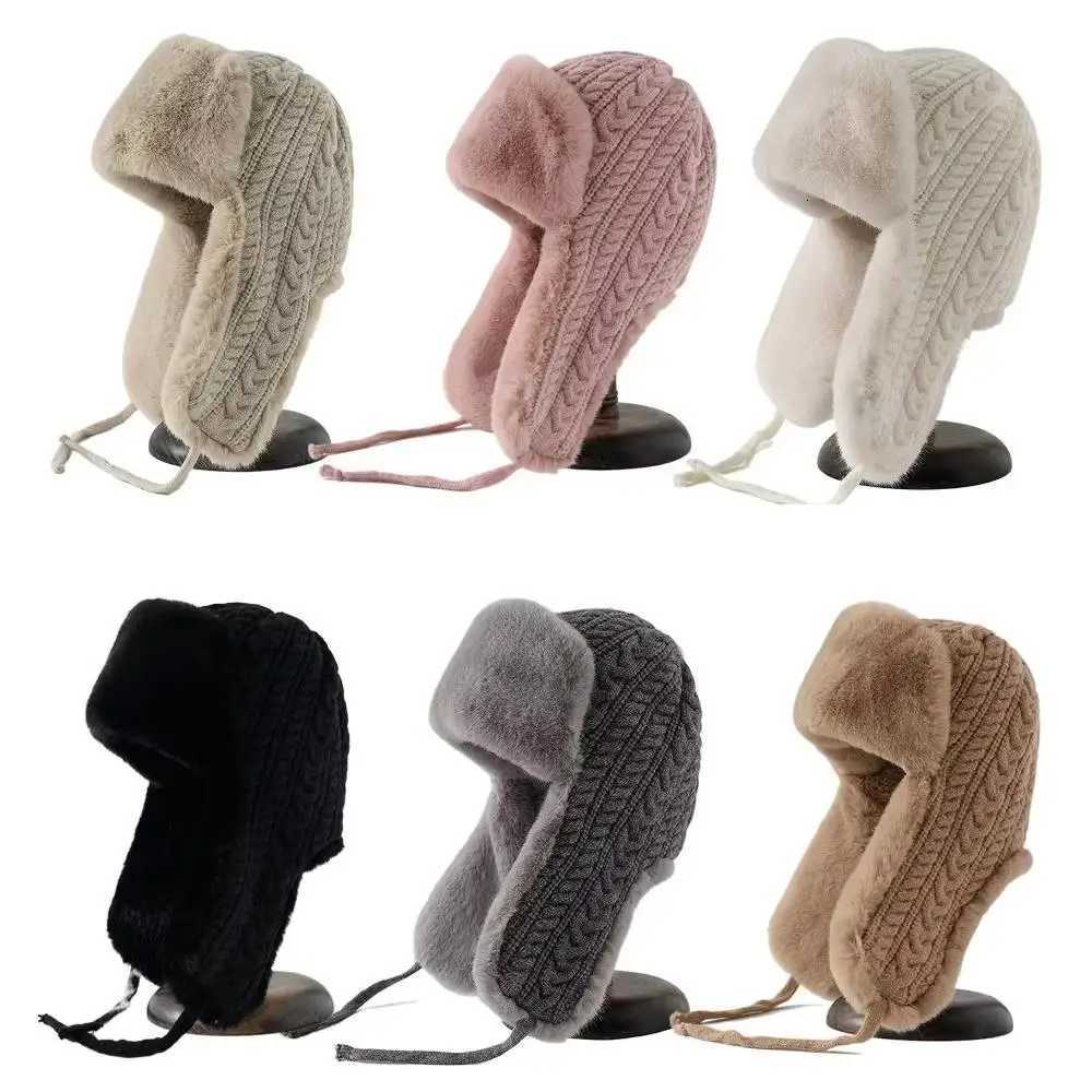 Trapper Hats Women's Knit Hat With Extended Ear Flaps Windproof Winter Cap For Cycling Thickened Tie-Fastened Snow Skiing Earflaps Cold HatT261