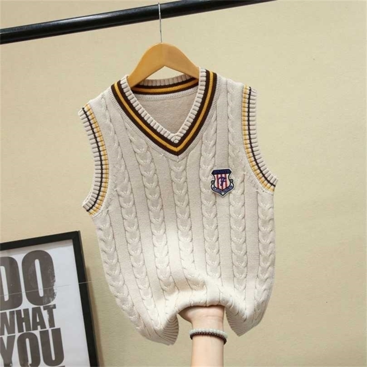 2026 New M2 Cologne New Argyle Cotton Knitted Halloween Pullover Perfume Boy's V Neck Sweater Vest Kid Waistcoat School Girl Winter Sleeveless