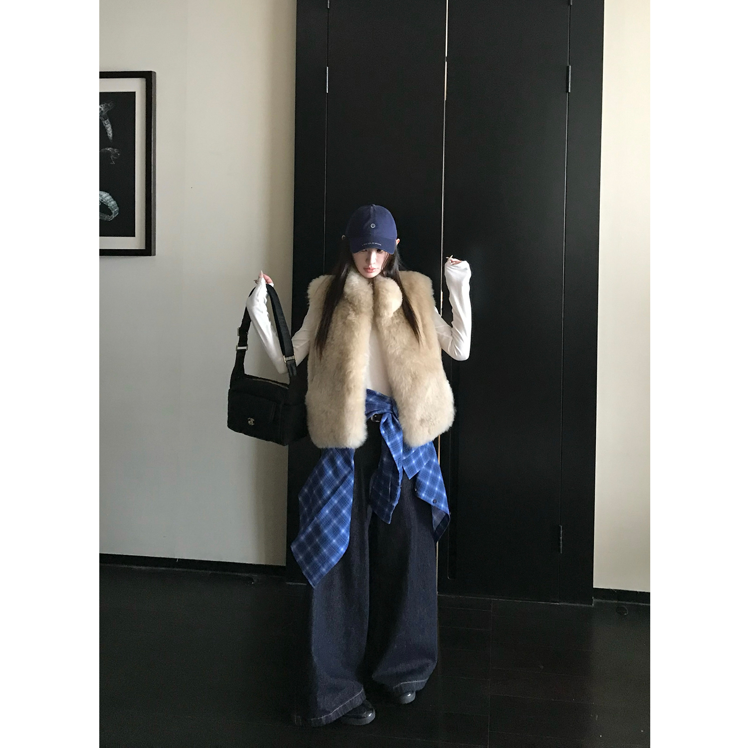 2026 Autumn/Winter New Cross-Border European And American Faux Fur Vest For Women, Loose Fit, Short Jacket With Turn-Down Collar Honglu