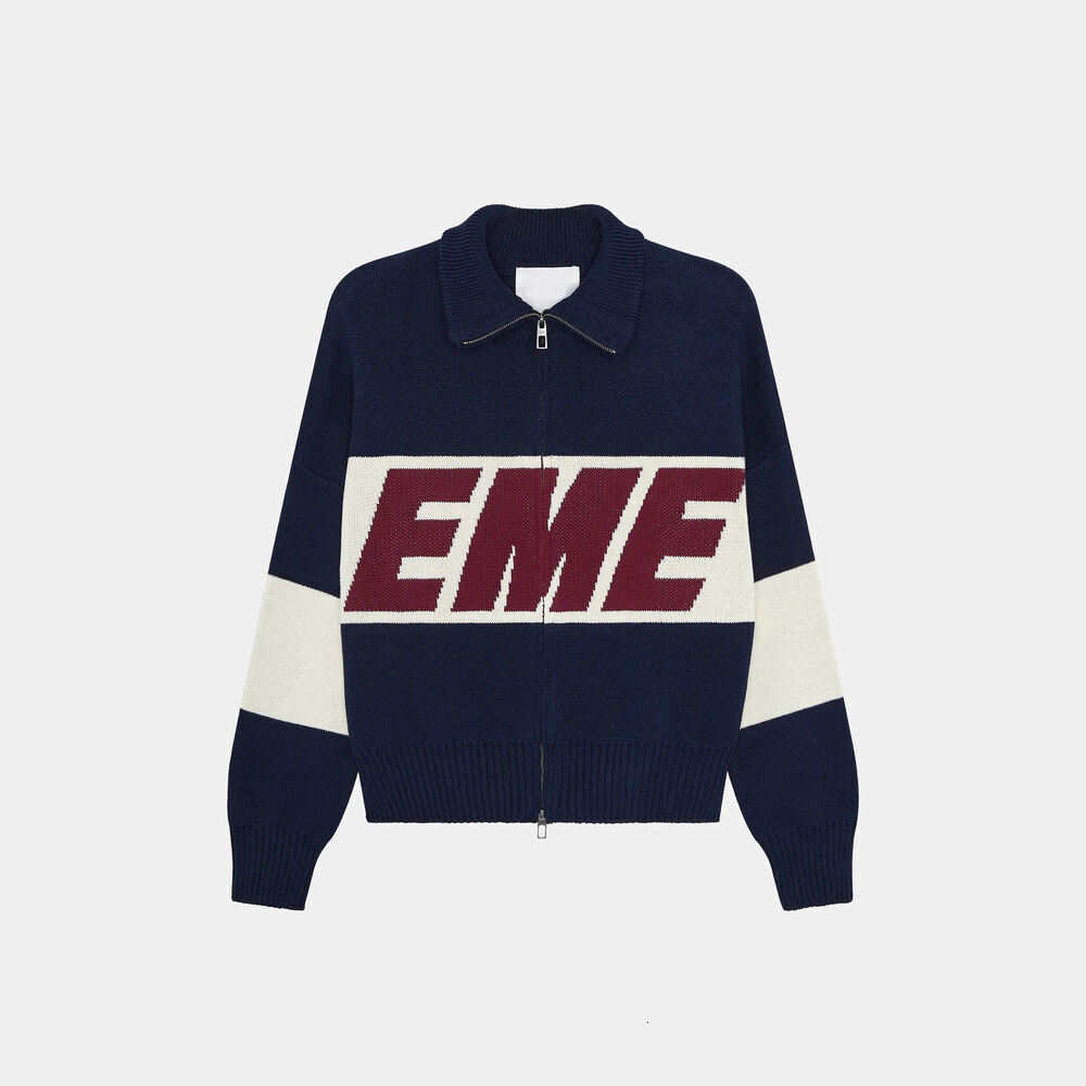 EME Studios Sweaters Double Zip Knitted Pullover Y2k Oversized Knit Eme Hoodie For Women Shirts Mens Street Cotton Hoodies Sweatshirt Sweater 379