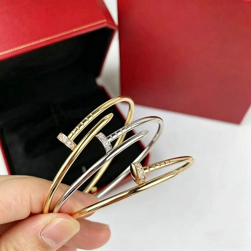 Titanium Steel Nail Bracelets Luxury Jewelry 18k Gold Cuff Designer Thin Bracelet For Women Men Silver And Rose Wedding Bracelet Size 15, 17, 19, 21