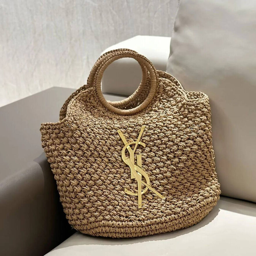 Designer Luxury Bag Woven Shoulder Large Fashion Logo Women's Handbag Lightweight Shopping Diagonal Cross Lafite Purse Grass Tote Hollow Mesh B